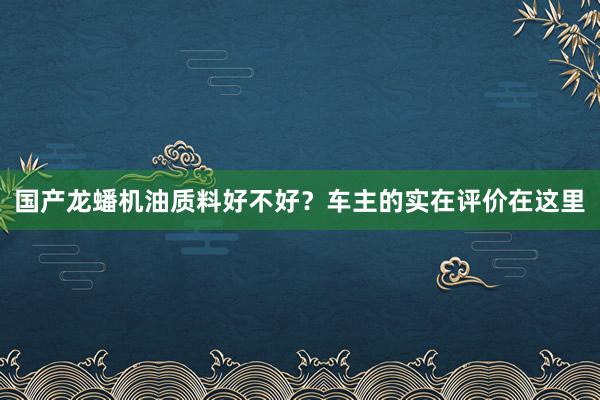国产龙蟠机油质料好不好？车主的实在评价在这里